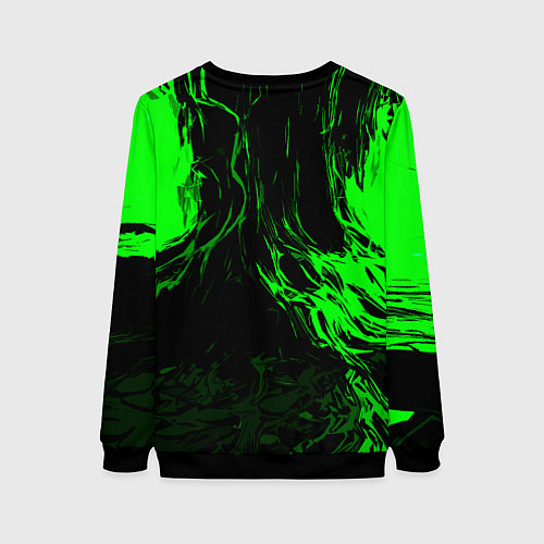 Женский свитшот Зелёная энергия на чёрном фоне / 3D-Черный – фото 2