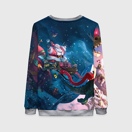 Женский свитшот Санта с динозаврами / 3D-Меланж – фото 2