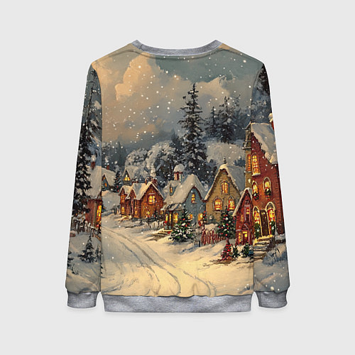 Женский свитшот Новогодние зимние домики / 3D-Меланж – фото 2