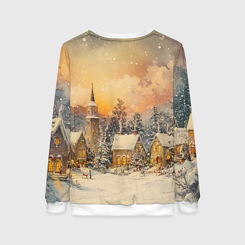 Женский свитшот Новогодний небольшой городок / 3D-Белый – фото 2