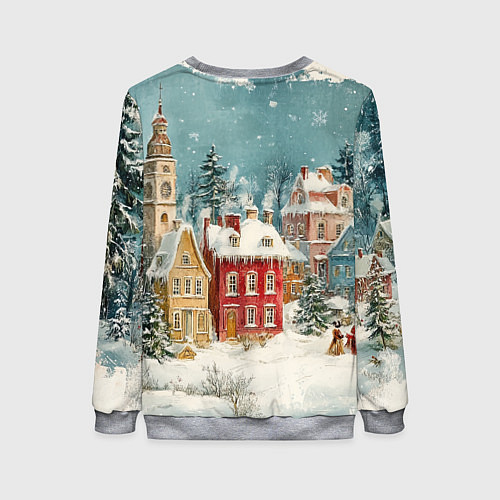 Женский свитшот Праздничный новогодний город / 3D-Меланж – фото 2
