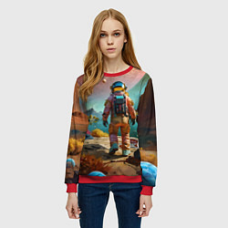 Свитшот женский Астронавт на красочной планете, цвет: 3D-красный — фото 2