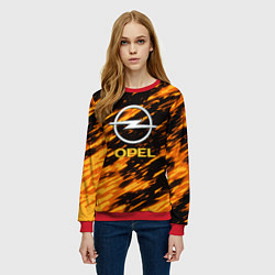 Свитшот женский Opel штрихи огненные, цвет: 3D-красный — фото 2