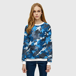 Свитшот женский Синий армейский камуфляж, цвет: 3D-белый — фото 2