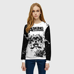 Свитшот женский Asking Alexandria - рок пес, цвет: 3D-белый — фото 2