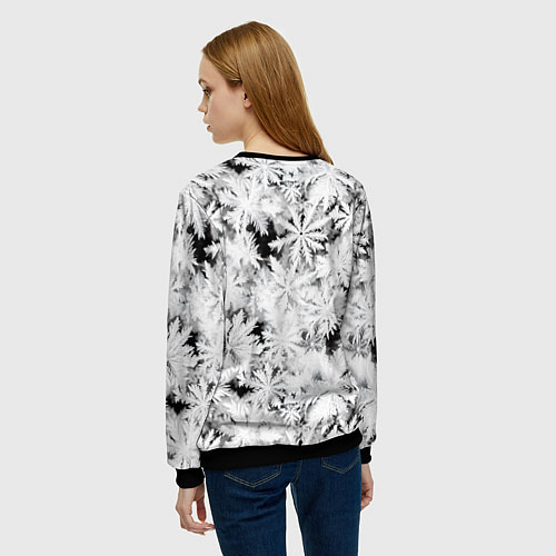 Женский свитшот Рождественский мороз на стекле / 3D-Черный – фото 4