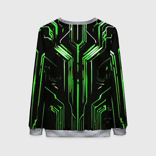 Женский свитшот Green stripes on a black background / 3D-Меланж – фото 2