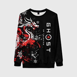 Свитшот женский Ghost of Tsushima - snowflakesv, цвет: 3D-черный