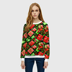 Свитшот женский Новогодние подарки в коробках, цвет: 3D-белый — фото 2