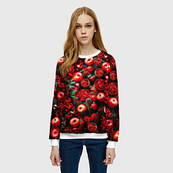 Свитшот женский Рождественские ягоды и фрукты, цвет: 3D-белый — фото 2