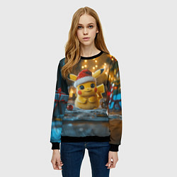 Свитшот женский Пикачу и Рождество, цвет: 3D-черный — фото 2
