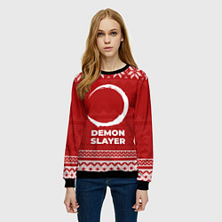 Свитшот женский Новогодний Demon Slayer, цвет: 3D-черный — фото 2