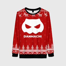 Свитшот женский Новогодний DanMachi с оленями, цвет: 3D-черный