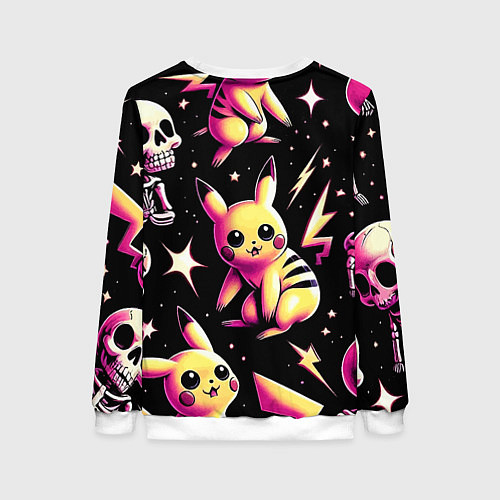 Женский свитшот Pikachu and skeletons - pattern / 3D-Белый – фото 2