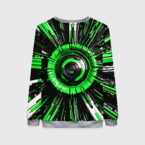 Женский свитшот Чёрно-зелёная сфера киберпанк / 3D-Меланж – фото 2