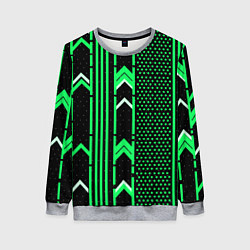 Свитшот женский Зелёные обои на чёрном фоне, цвет: 3D-меланж