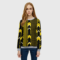 Свитшот женский Жёлтые обои на чёрном фоне, цвет: 3D-меланж — фото 2