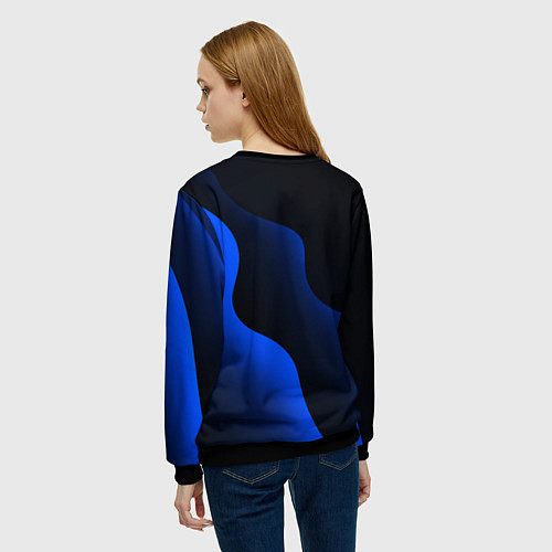Женский свитшот Субару - синие волны / 3D-Черный – фото 4
