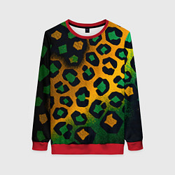 Женский свитшот Зеленые и золотые пятна леопарда