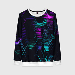 Женский свитшот Розово-голубые точки и линии на чёрном фоне