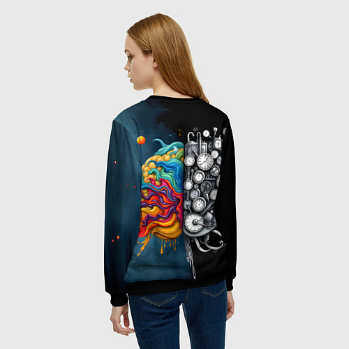 Женский свитшот Креативный мозг / 3D-Черный – фото 4