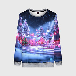 Женский свитшот Неоновые новогодние домики