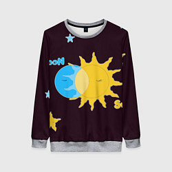 Женский свитшот Солнце и луна космос
