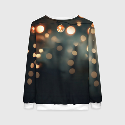 Женский свитшот Довольный рыжий котик с рогами из огоньков / 3D-Белый – фото 2