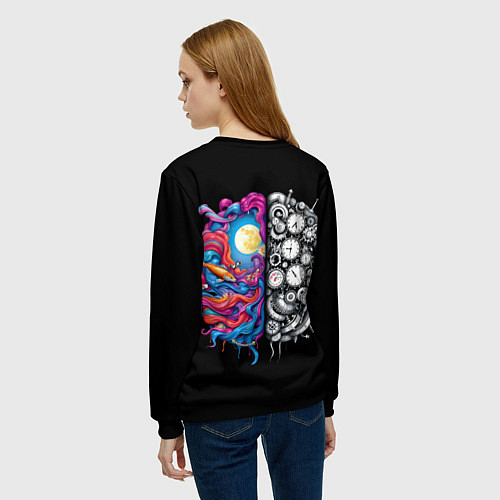 Женский свитшот Правое и левое полушарие / 3D-Черный – фото 4