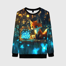 Женский свитшот Лисица и сияющие бабочки