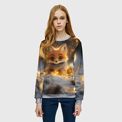 Свитшот женский Лисичка и огоньки, цвет: 3D-меланж — фото 2