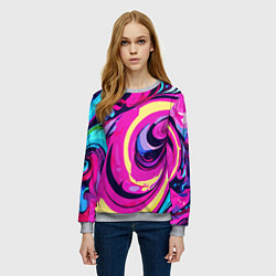 Свитшот женский Сине-розовый узор, цвет: 3D-меланж — фото 2