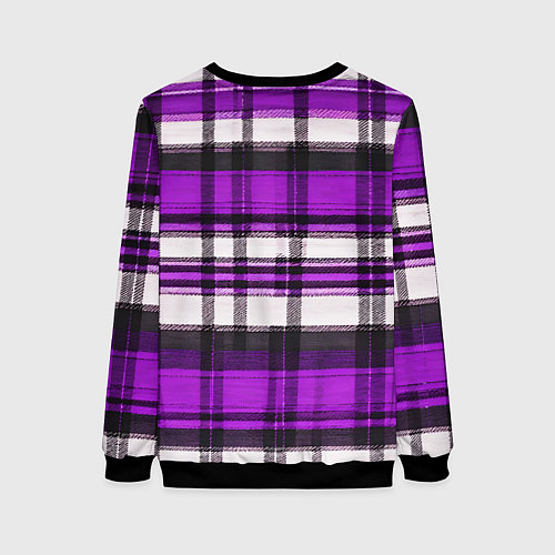 Женский свитшот Фиолетово-белая ткань в клетку / 3D-Черный – фото 2