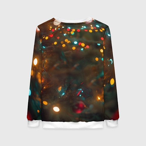 Женский свитшот Рыжая лисица в огоньках / 3D-Белый – фото 2