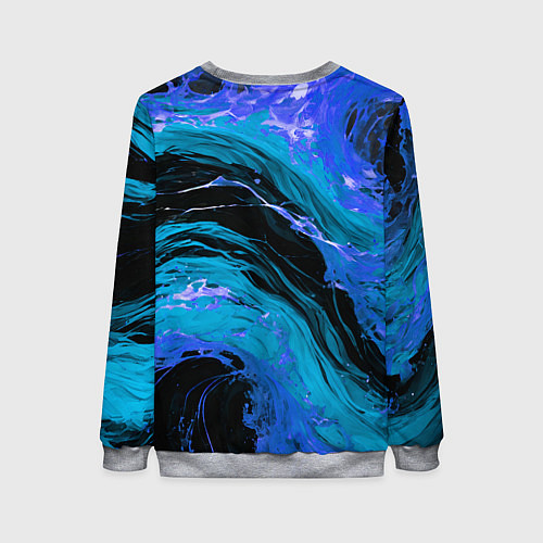 Женский свитшот Синие брызги на чёрном фоне / 3D-Меланж – фото 2