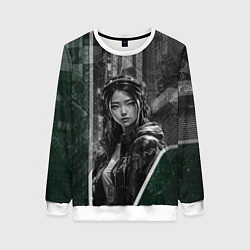 Женский свитшот Азиатская девушка с зелёными глазами
