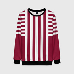 Женский свитшот Бело красный узор в полоску