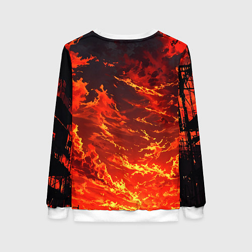 Женский свитшот Багровый огненный закат / 3D-Белый – фото 2
