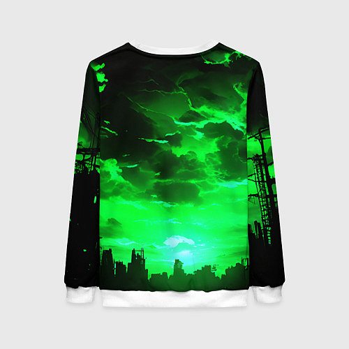Женский свитшот Кислотный зелёный закат / 3D-Белый – фото 2