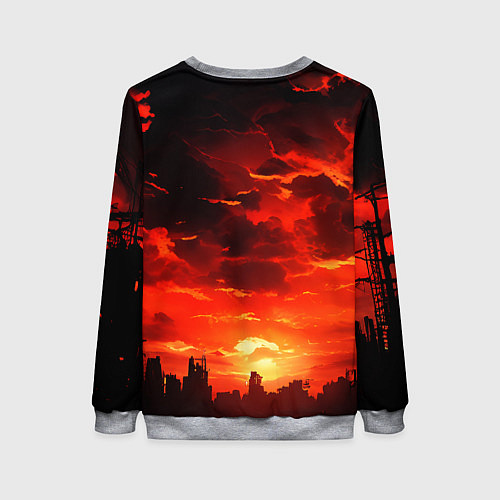 Женский свитшот Багровый апокалиптический закат / 3D-Меланж – фото 2