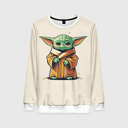 Свитшот женский Малыш Грогу - Мандолорец, цвет: 3D-белый