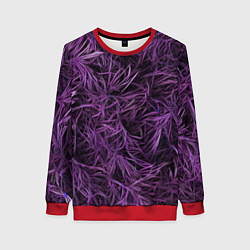 Свитшот женский Фиолетовая трава на чёрном фоне, цвет: 3D-красный