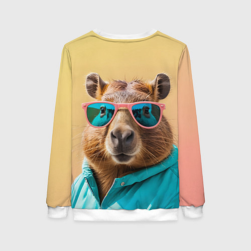 Женский свитшот Модная капибара в отпуске / 3D-Белый – фото 2