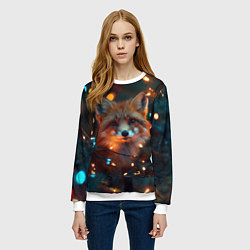 Свитшот женский Новогодняя рыжая лисица, цвет: 3D-белый — фото 2