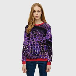 Свитшот женский Фиолетовая кожа змеи, цвет: 3D-красный — фото 2