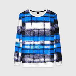 Женский свитшот Чёрные полосы на сине-белом фоне