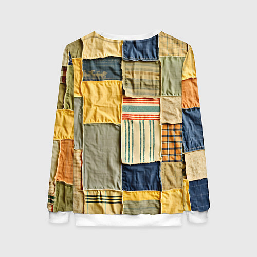 Женский свитшот Пэчворк в желтых оттенках / 3D-Белый – фото 2