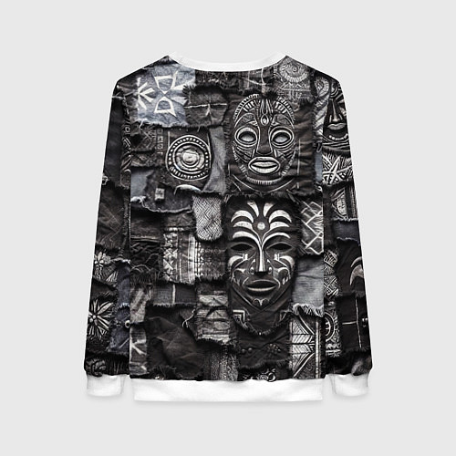 Женский свитшот Пэчворк с африканскими масками / 3D-Белый – фото 2