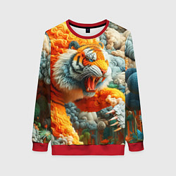 Женский свитшот Сказочный облачный тигр - нейроарт фантазия