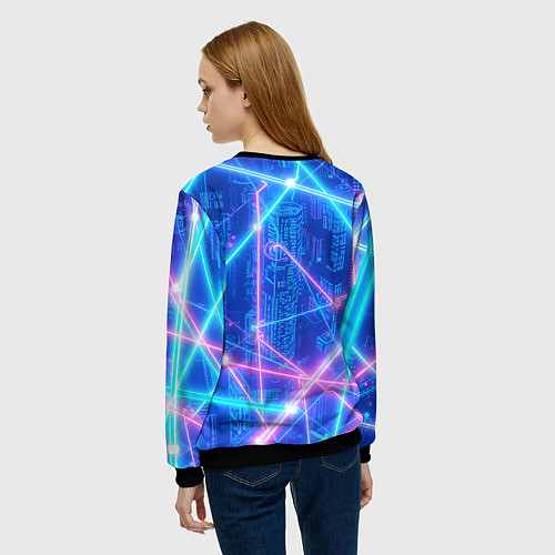 Женский свитшот Неоновые провода / 3D-Черный – фото 4